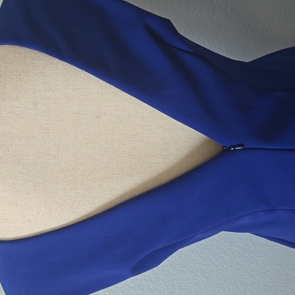 ZARA WOMAN Royal Blue Mini Dress Back Zip Sleeveless Deep V Neck & Back Sz Large - Picture 10 of 14